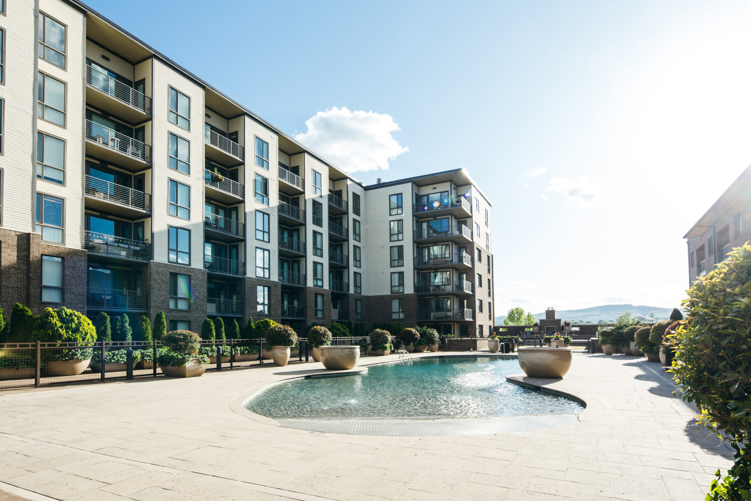 Apartment Complex Buildings and Pool